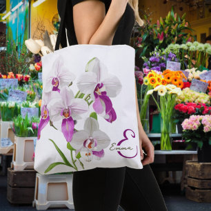 Delikata Orchid Flowers Monogram Tygkasse