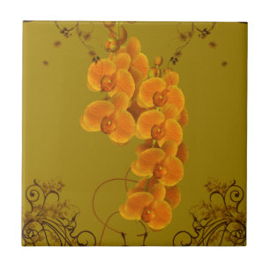 Delikata Orchids Blommigt Art Kakelplatta