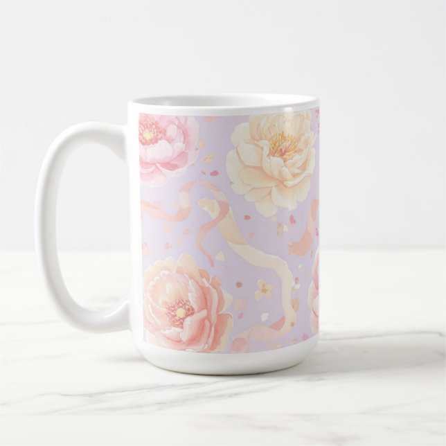 Delikata Peonies Shabby chic, av Natasha Us Kaffemugg (Vänster)