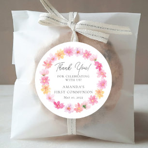 Delikata Petals First Heliga Communion Runt Klistermärke