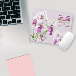 Delikata vita Orchids Monogram Mousepad Musmatta