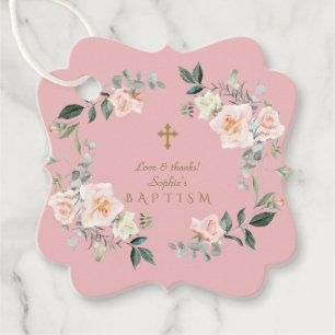 Delikata vitblommor Guld Girl Baptism Gåvor Etiketter