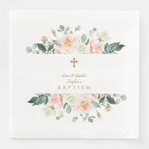 Delikata vitblommor Guld Girl Baptism Pappersservett