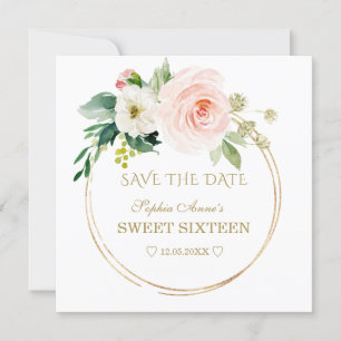Delikata vitblommor Guld Sweet sixteen Spara Datumet