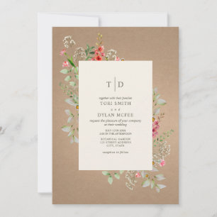 Delikata Wildblommor Cardstock Botanical Bröllop  Inbjudningar