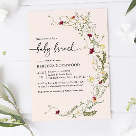 Delikata Wildblommor Rosa Baby Brunch Inbjudningar
