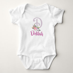 Delilah Namn Baby Outfit Brev D Romper Blommigt T Shirt