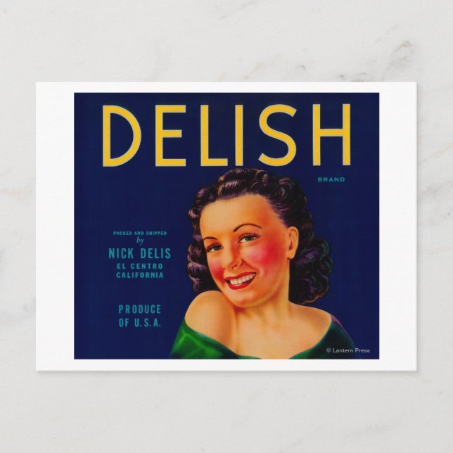 Delish Orange LabelEl Centro, CA Vykort (Framsida)