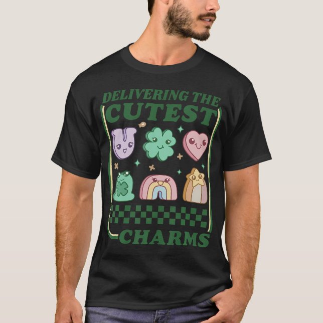Delivering Cutest Lucky Charms St Patricks Labor D T Shirt (Framsida)