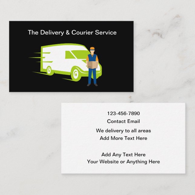 Delivery And Courier Services Business Card Visitkort (Fram/baksida)