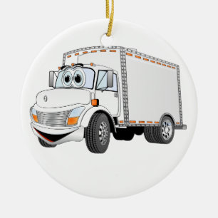 Delivery Lastbil White Tecknad Julgransprydnad Keramik