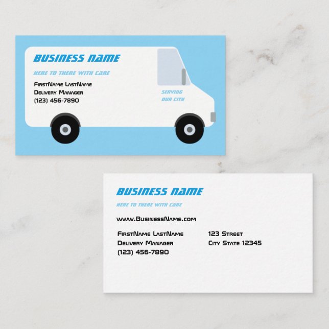 Delivery Van Blue-Affärskort Visitkort (Fram/baksida)