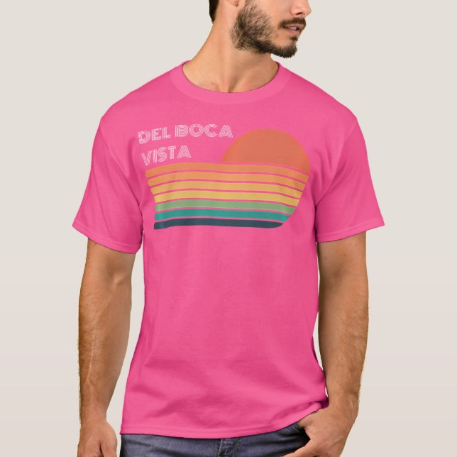 Dell Boca Vista Retro Sunset Funny T Shirt (Framsida)