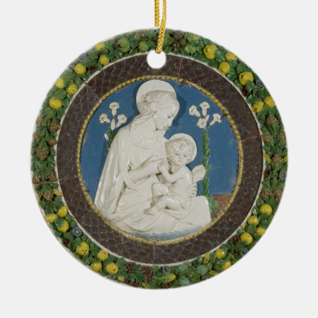 Della Robbia Jungfrun med liljor - fruktgirland Julgransprydnad Keramik (Framsidan)