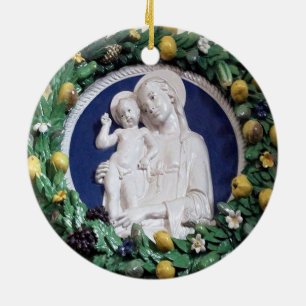 Della Robbia-madonnan med barn och fruktgirland Julgransprydnad Keramik