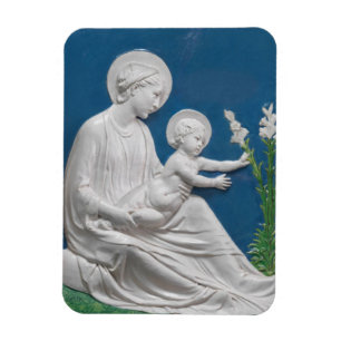 Della Robbia Madonnan och barnet Vita och blå lilj Magnet