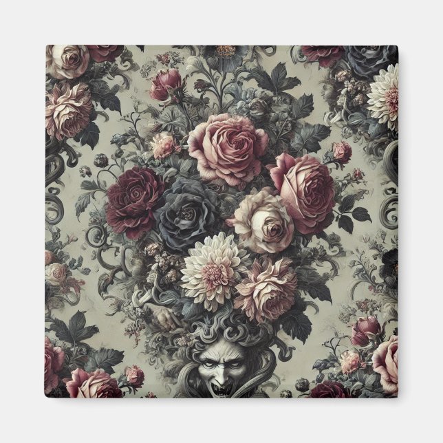 🩸 Dellamorte Dellamore - Gothic Blommigt Design Magnet (Framsidan)