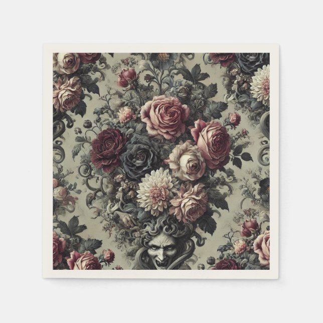 🩸 Dellamorte Dellamore - Gothic Blommigt Design Pappersservett (Framsidan)