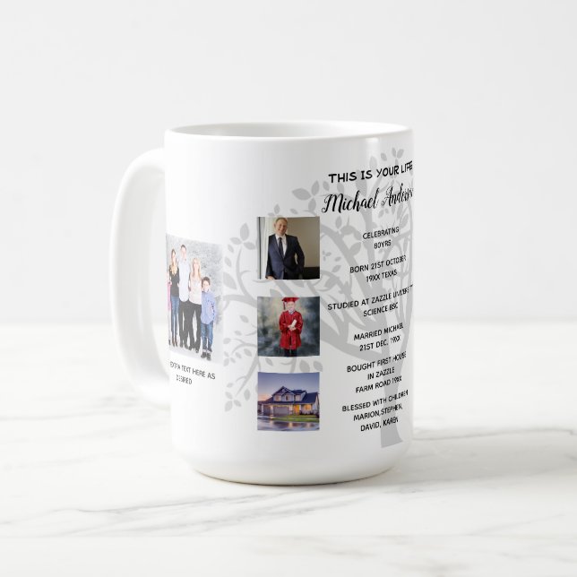 Delmålsdag PHOTO COLLAGE Family Träd Gift Kaffemugg (Framsida vänster)