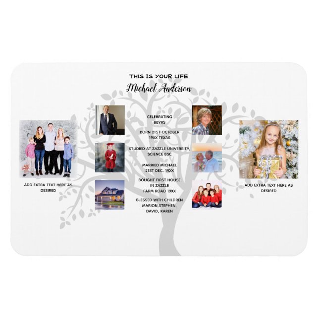 Delmålsdag PHOTO COLLAGE Family Träd Gift Magnet (Horisontell)