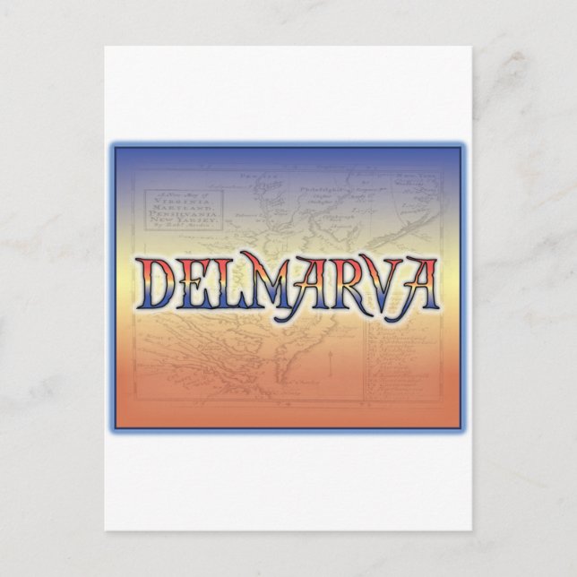 DelMarVa Antique Karta Vykort (Framsida)