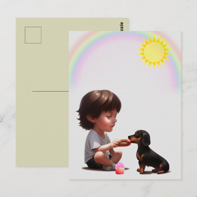 Delning är ett vykort för Caring Dachshund (Fram/baksida)