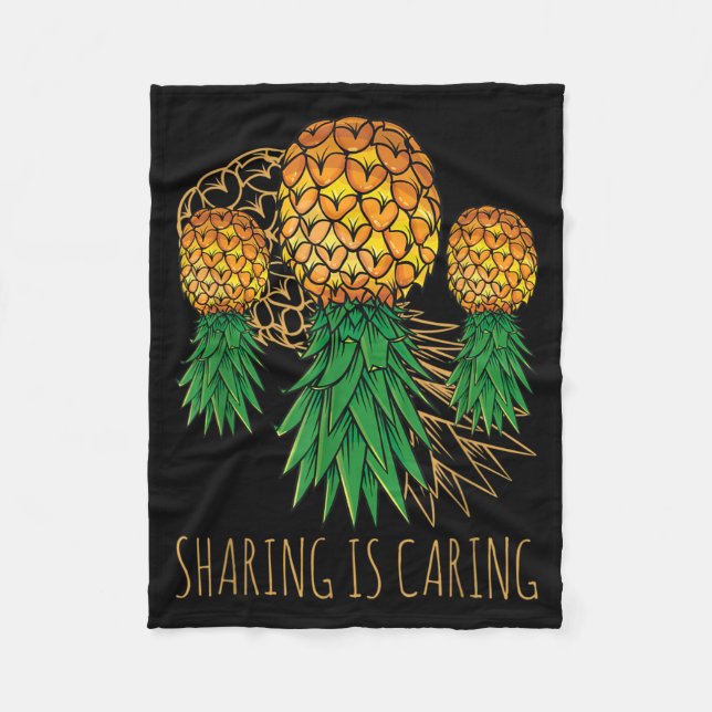 Delning Är Omsorg Ananas Hawaii Frukt Sommar Fleecefilt (Framsidan)