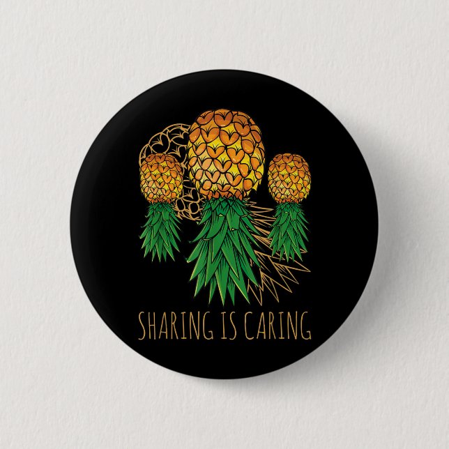 Delning Är Omsorg Ananas Hawaii Frukt Sommar Knapp (Framsida)
