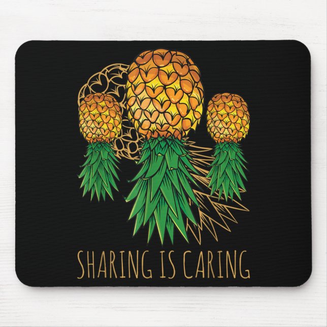 Delning Är Omsorg Ananas Hawaii Frukt Sommar Musmatta (Framsidan)