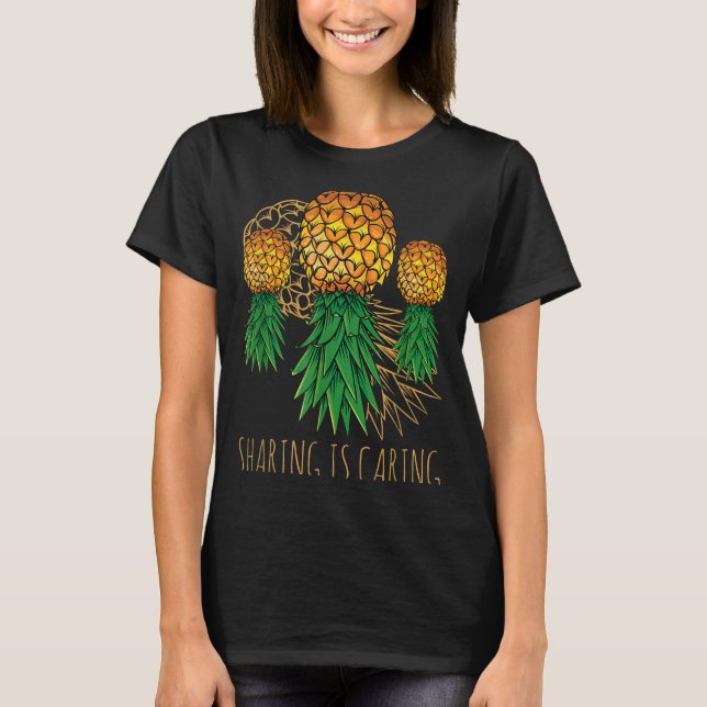 Delning Är Omsorg Ananas Hawaii Frukt Sommar T Shirt (Framsida)