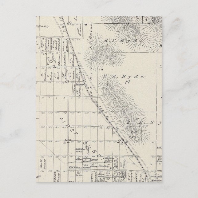 Delområden i Pioneer Land Co Vykort (Framsida)