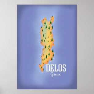 Delos Greece Karta-reseaffisch Poster