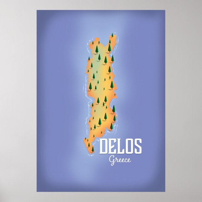 Delos Greece Karta-reseaffisch Poster (Framsidan)