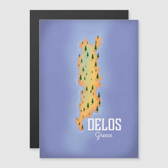 Delos Grekland Karta resaffisch, (Fram/baksida)