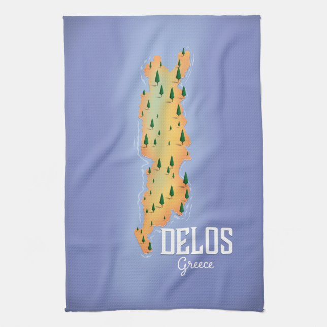 Delos Grekland Karta resaffisch, Kökshandduk (Vertikal)