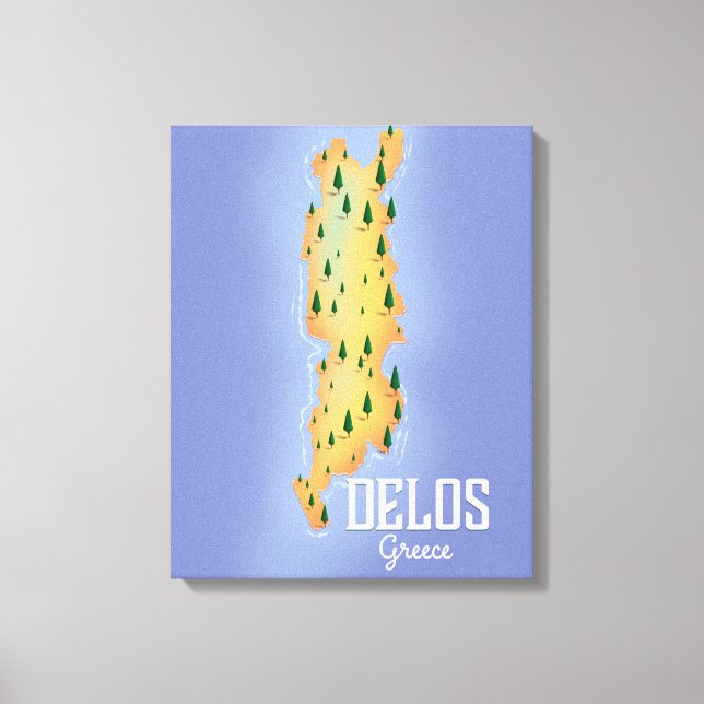 Delos Grekland Karta reseinlägg Canvastryck (Framsida)