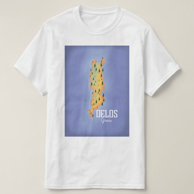 Delos Grekland Karta reseinlägg T Shirt (Design framsida)