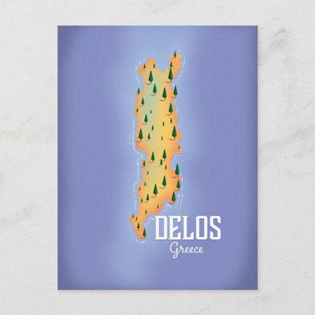 Delos Grekland Karta reseinlägg Vykort (Framsida)