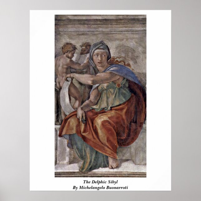 Delphic Sibyl av Michelangelo Buonarroti Poster (Framsidan)