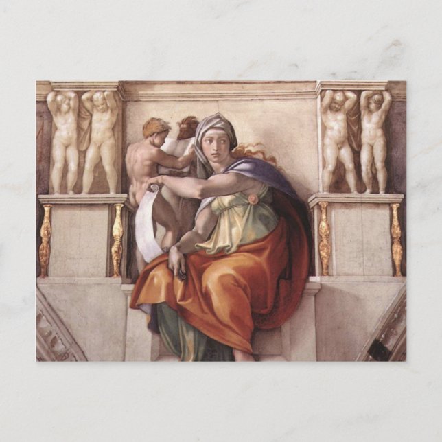 Delphic Sibyl - Fresco Sistine Chapel Vykort (Framsida)