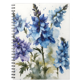 Delphinium - Akvarellblommor Anteckningsbok
