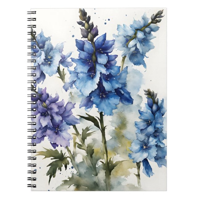 Delphinium - Akvarellblommor Anteckningsbok (Framsidan)