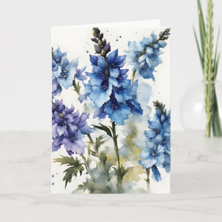 Delphinium - Akvarellblommor Kort