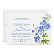 Delphinium Blå vattenfärgsart bröllop