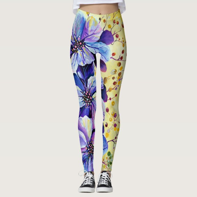 Delphinium-blommor Leggings (Framsida)