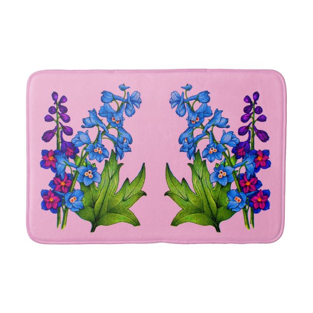 delphinium-blommor Skriv ut badbad Badrumsmatta (Framsidan)