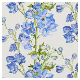 Delphinium botanium art blue grönt vit vävnad tyg