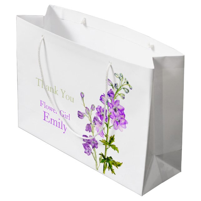 Delphinium bröllopsblomma flicka förmån gåvopåse (Baksidan Vinklad)