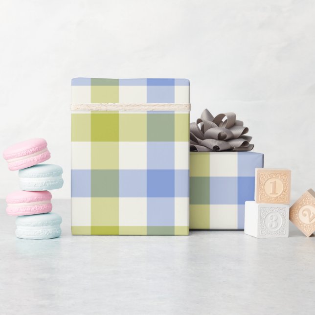 Delphinium Gingham - Inpackningspapper Presentpapper (Baby Shower)