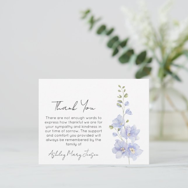 Delphinium | Kondoleans tackkort  Tack Kort (Stående Fram)